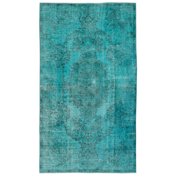Rug N Carpet OneofaKind 5'5" X 9'3" 1960s Wool Area Rug in Turquoise